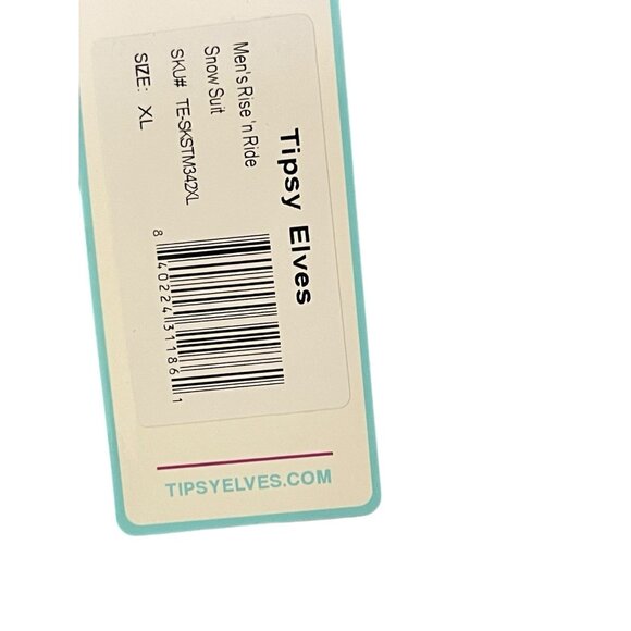 Tipsy Elves Ski Snow Suit Mens Size XL Rise N Ride Retro Blue Green Red Hooded - Picture 4 of 11